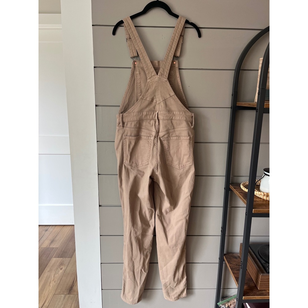 Old Navy Tan Khaki Denim Overalls Straight Leg 4 Tall‎ Neutral Utility Jumpsuit - Picture 8 of 9